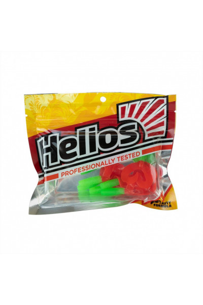 Твистер Helios Credo Double Tail 3,54/9 см, цвет Lime & Red 5 шт HS-28-021