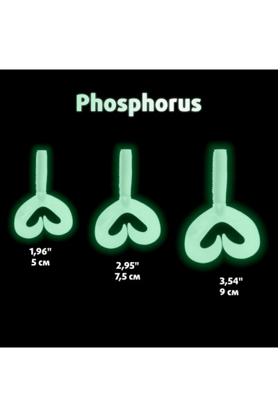 Твистер Helios Credo Double Tail 1,96/5 см, цвет Phosphorus 10 шт HS-27-041