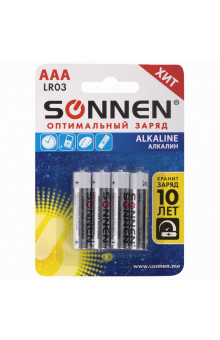 Батарейки алкалиновые Sonnen Alkaline LR03 (AAA) 4 шт 451088