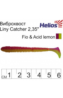 Виброхвост Helios Liny Catcher 2,35"/6 см, цвет Fio & Acid lemon 12 шт HS-5-027