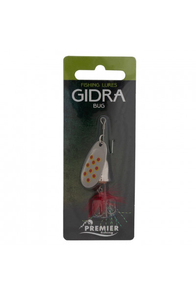 Блесна Premier Fishing Gidra Bug Black №5, 15г. NI с мухой PR-SPRH12B-5NI-B