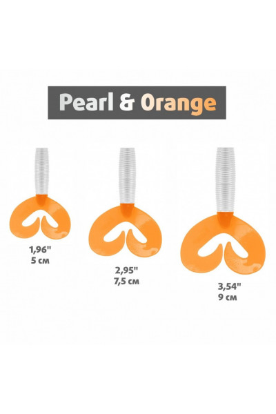 Твистер Helios Credo Double Tail 1,96/5 см, цвет Pearl & Orange 10 шт HS-27-019