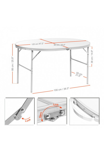 Стол складной алюминиевый овальный Helios T-21407M-A-1