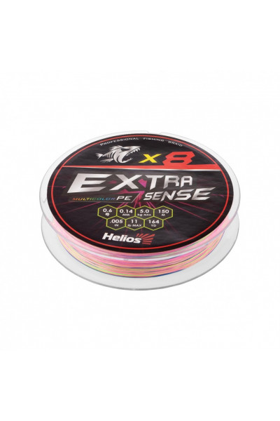 Шнур плетеный Helios Extrasense X8 PE 0.6/11LB 0,14мм 150м Multicolor HS-ES-X8-0.6/11LB