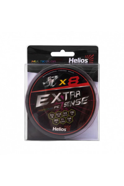 Шнур плетеный Helios Extrasense X8 PE 0.6/11LB 0,14мм 150м Multicolor HS-ES-X8-0.6/11LB