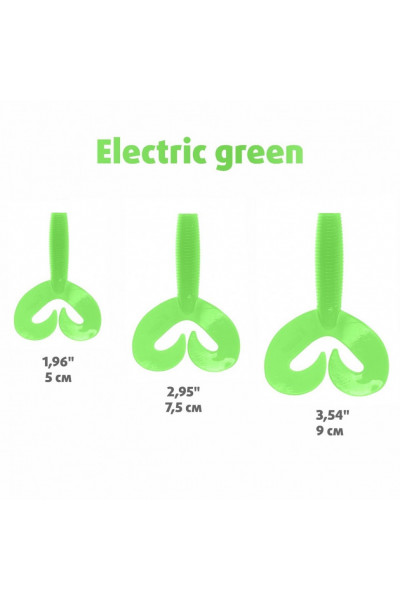 Твистер Helios Credo Double Tail 3,54/9 см, цвет Electric green 5 шт HS-28-007