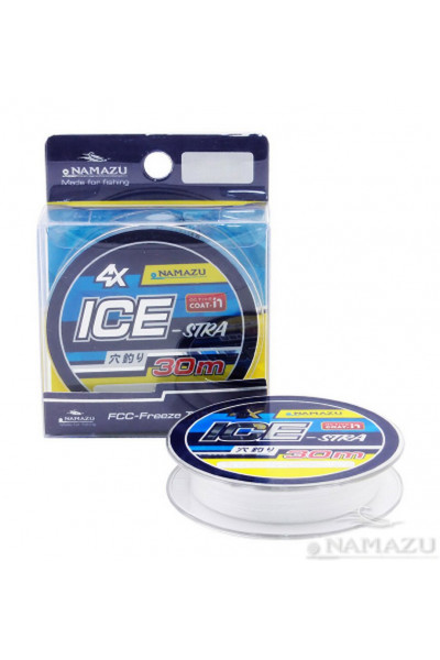Шнур плетеный Namazu Ice-Stra 4Х, 30 м, 0,12 мм, до 8,2 кг, белый NIS30-0,12