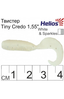 Твистер Helios Тiny Credo 1,55"/4 см, цвет White & Sparkles 12 шт HS-8-002