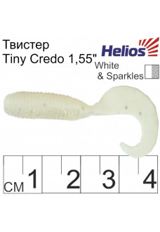 Твистер Helios Тiny Credo 1,55"/4 см, цвет White & Sparkles 12 шт HS-8-002