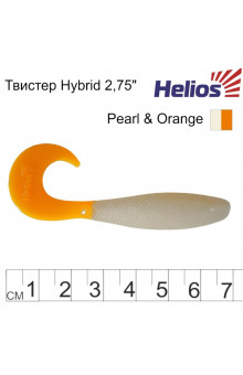 Твистер Helios Hybrid 2,75"/7,0 см, цвет Pearl & Orange 7 шт HS-13-019