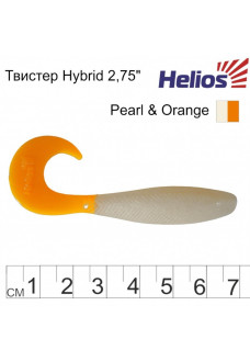 Твистер Helios Hybrid 2,75"/7,0 см, цвет Pearl & Orange 7 шт HS-13-019