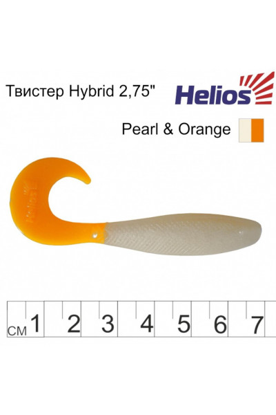 Твистер Helios Hybrid 2,75/7,0 см, цвет Pearl & Orange 7 шт HS-13-019