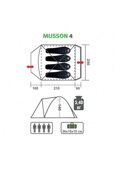 Палатка Helios Musson-4 (HS-2366-4 GO)