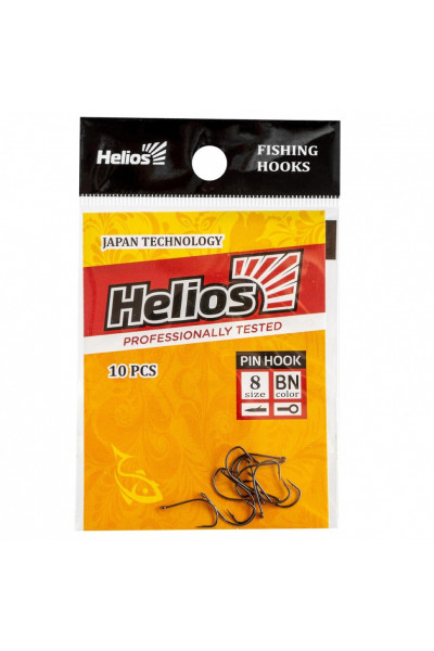 Крючок Helios Pin hook с кольцом №8 цвет BN (10 шт) HS-PH-BN-8