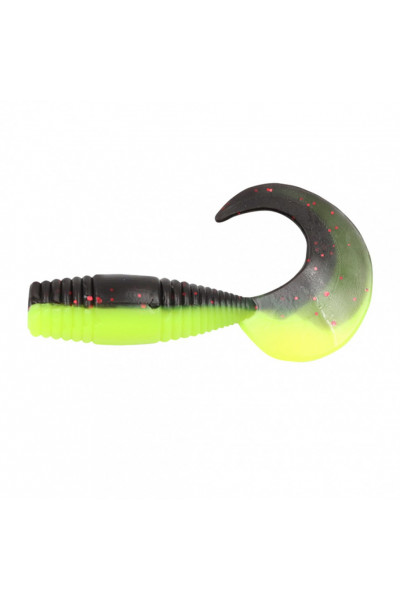 Твистер Yaman PRO Spry Tail, р.2 inch, цвет #32 - Black Red Flake/Chartreuse (уп. 10 шт.) YP-ST2-32