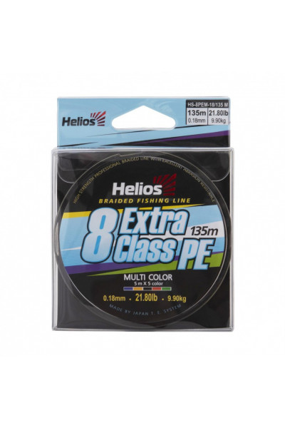 Шнур плетеный Helios Extra Class 8 PE Braid 0,18мм 135м Multicolor HS-8PEM-18/135 M