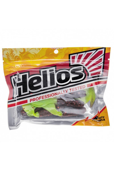 Твистер Helios Credo 3,35/8,5 см, цвет Rusty Gold & Lime 7 шт HS-11-017