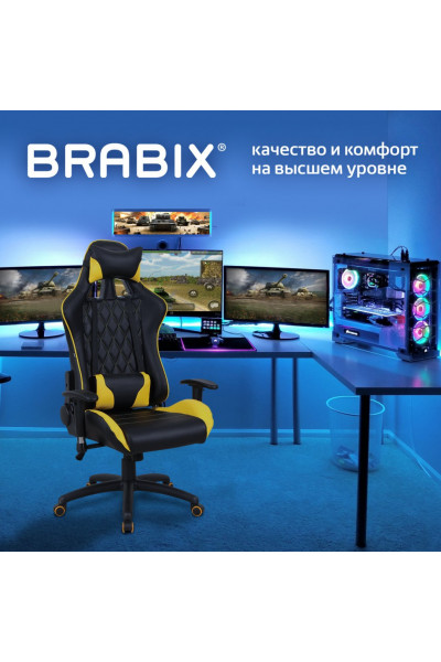 Кресло компьютерное Brabix GT Master GM-110 экокожа, черно-желтое 531927