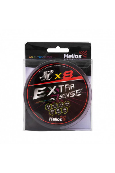 Шнур плетеный Helios Extrasense X8 PE 1.5/25LB 0,22мм 150м Multicolor HS-ES-X8-1.5/25LB