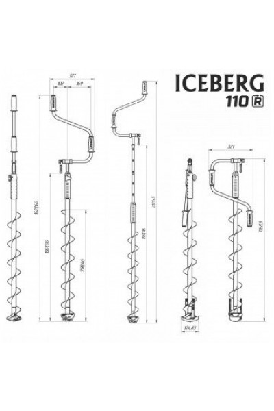 Ледобур Iceberg Siberia 110R-1600 v3.0 (диаметр 110 мм) двуручный, правый, полукруглые ножи