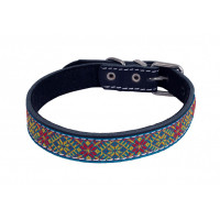 Ошейник кожаный с тесьмой Каскад 2 см на шею 32-40 см