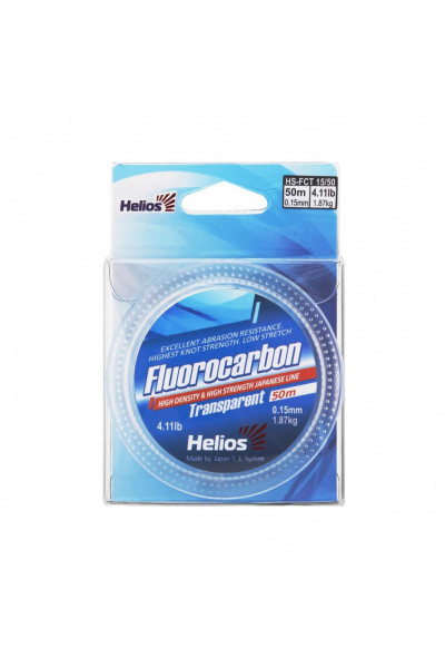 Леска флюорокарбон Helios Fluorocarbon 0,15мм 50м Transparent HS-FCT 15/50