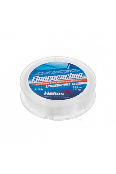 Леска флюорокарбон Helios Fluorocarbon 0,15мм 50м Transparent HS-FCT 15/50