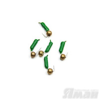 Мормышка безнасадочная Яман Гвоздешарик зеленый, d-2 мм, 0,45 г, шарик латунный (5 шт.) Я-МР1690
