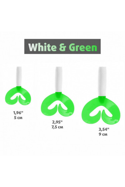 Твистер Helios Credo Double Tail 2,95/7,5 см, цвет White & Green 7 шт HS-12-016