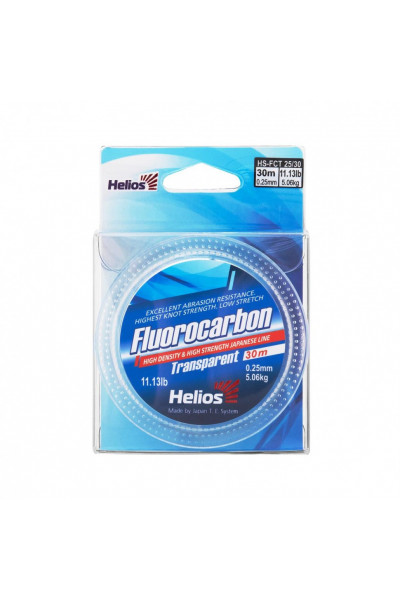 Леска флюорокарбон Helios Fluorocarbon 0,25мм 30м Transparent HS-FCT 25/30