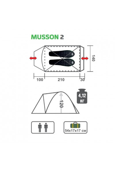 Палатка Helios Musson-2 (HS-2366-2 GO)