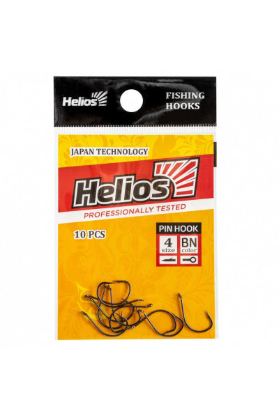 Крючок Helios Pin hook с кольцом №4 цвет BN (10 шт) HS-PH-BN-4