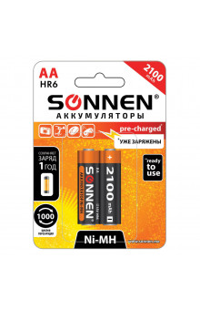 Батарейки аккумуляторные Sonnen HR06 (АА) Ni-Mh 2100 mAh 2 шт (454234)