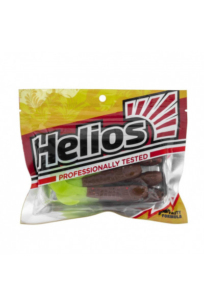Твистер Helios Long Hybrid 3,55/9,0 см, цвет Rusty Gold & Lime 7 шт HS-15-017