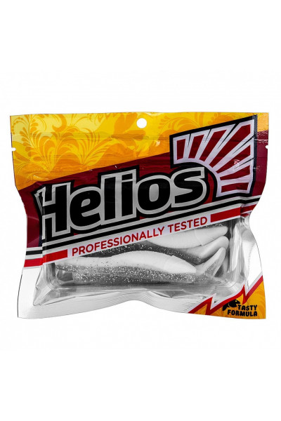 Виброхвост Helios Chubby 3,55/9 см, цвет White & Sparkles 5 шт HS-4-002