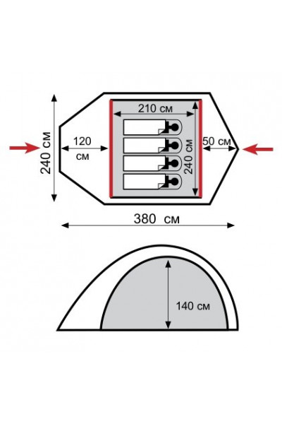 Палатка Tramp Mountain 4 (V2) TRT-24 серая