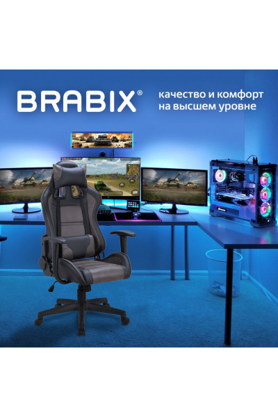 Кресло компьютерное Brabix GT Racer GM-100 ткань/экокожа, черно-коричневое 531819