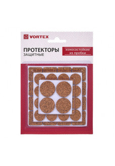 Протекторы износостойкие Vortex из пробки d20 мм, d28 мм, 25x25 мм 26006