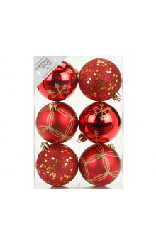 Набор ёлочных шаров INGE'S Christmas Decor 81075G003 d 8 см, красный (6 шт)