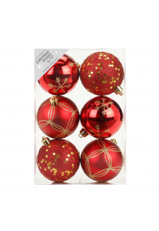 Набор ёлочных шаров INGE'S Christmas Decor 81075G003 d 8 см, красный (6 шт)