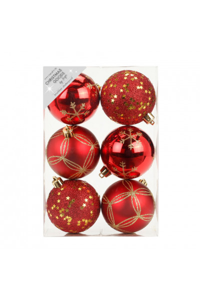 Набор ёлочных шаров INGES Christmas Decor 81075G003 d 8 см, красный (6 шт)