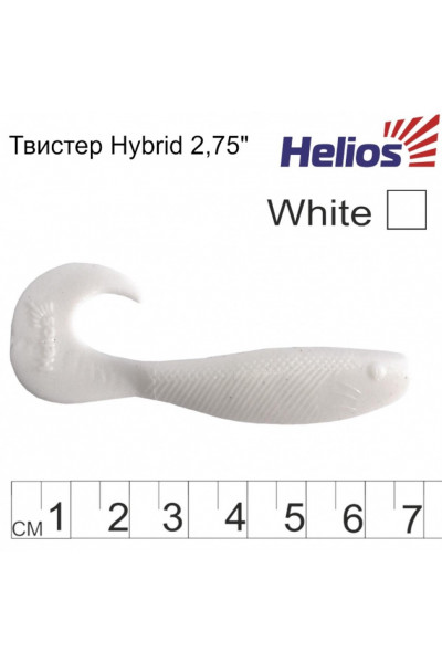 Твистер Helios Hybrid 2,75/7,0 см, цвет White 7 шт HS-13-001