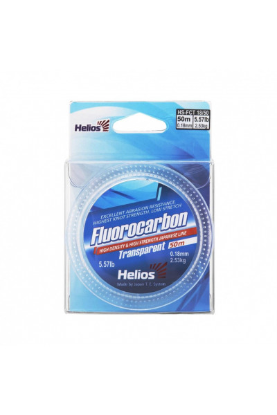 Леска флюорокарбон Helios Fluorocarbon 0,18мм 50м Transparent HS-FCT 18/50