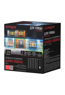 Уличная сетодиодная гирлянда Vegas Занавес Водопад 400 LED, 20 нитей, 2х2 м, 31V 55139