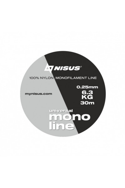 Леска Nisus Monoline Universal 0,25мм 30м Transparent Nylon N-MU-025-30