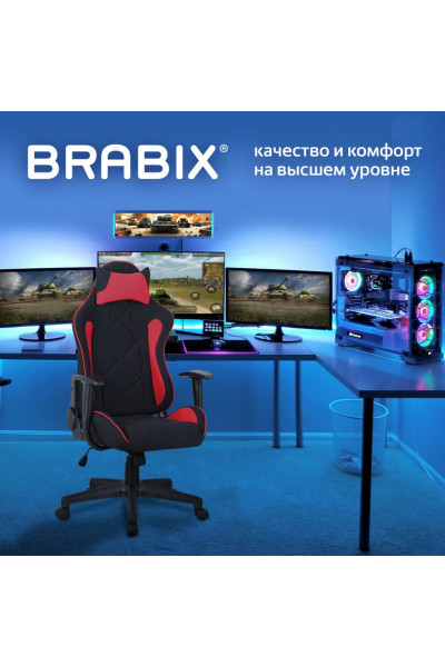 Кресло компьютерное Brabix GT Racer GM-101 ткань, черно-красное 531820