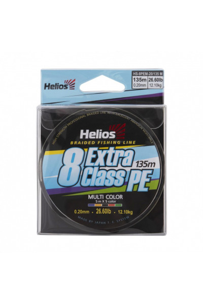 Шнур плетеный Helios Extra Class 8 PE Braid 0,20мм 135м Multicolor HS-8PEM-20/135 M