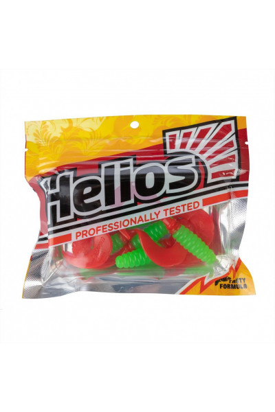 Твистер Helios Credo 2,35/6,0 см, цвет Lime & Red 7 шт HS-10-021