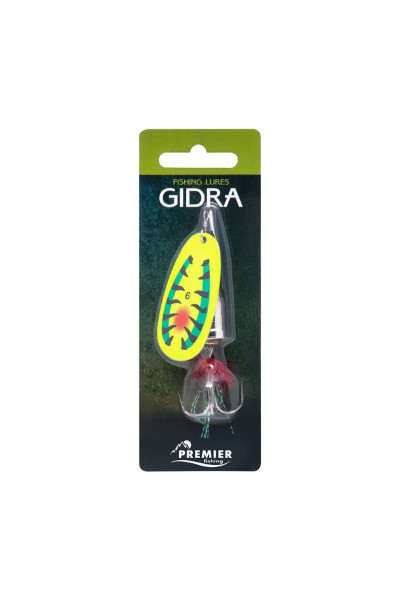 Блесна Premier Fishing Gidra №6, 20г. Hot Tiger с мухой PR-SPRH12HT-6