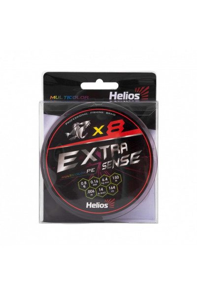 Шнур плетеный Helios Extrasense X8 PE 0.8/14LB 0,16мм 150м Multicolor HS-ES-X8-0.8/14LB